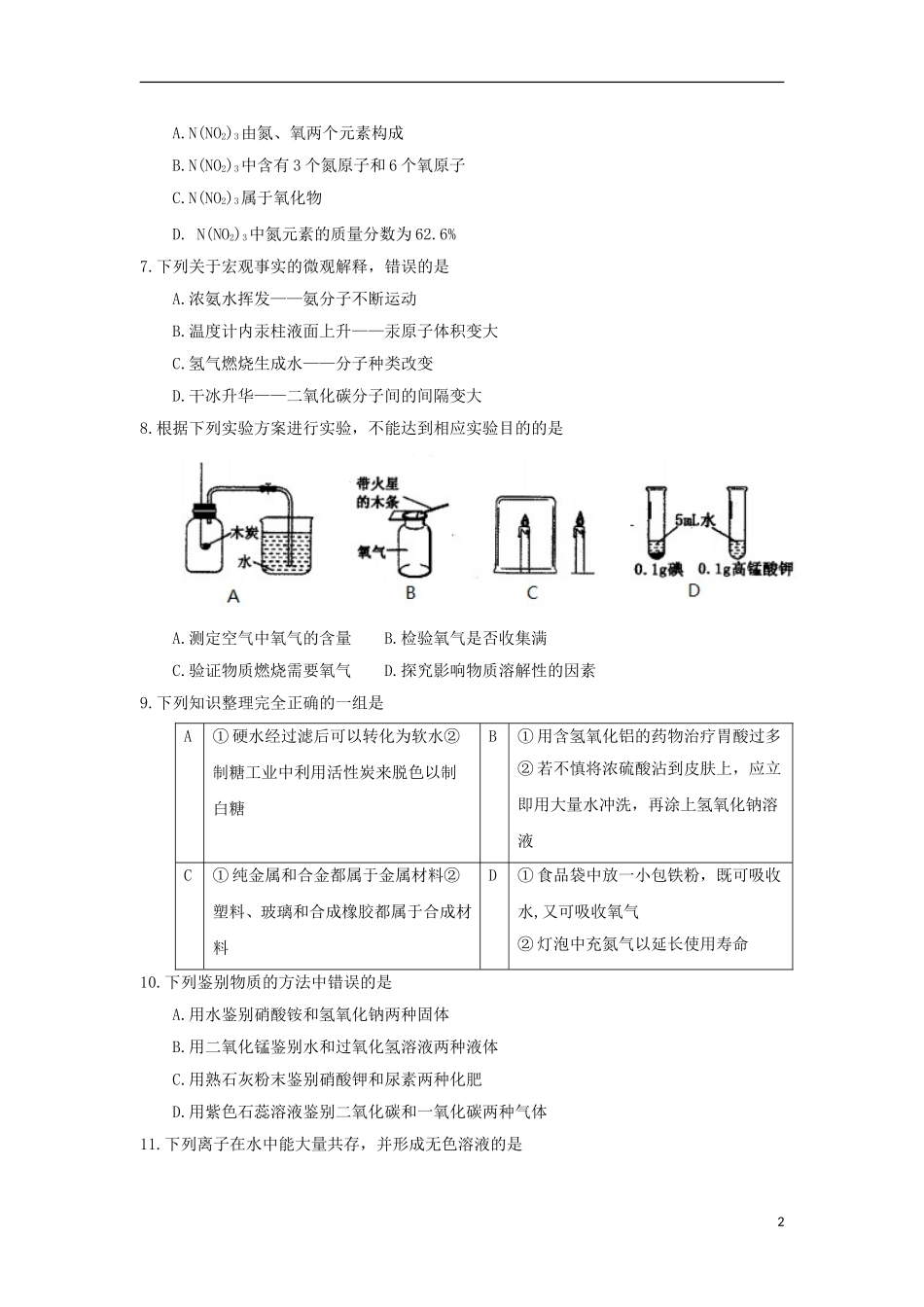 黑龙江省齐齐哈尔市2018年中考化学真题试题（含答案）.doc_第2页