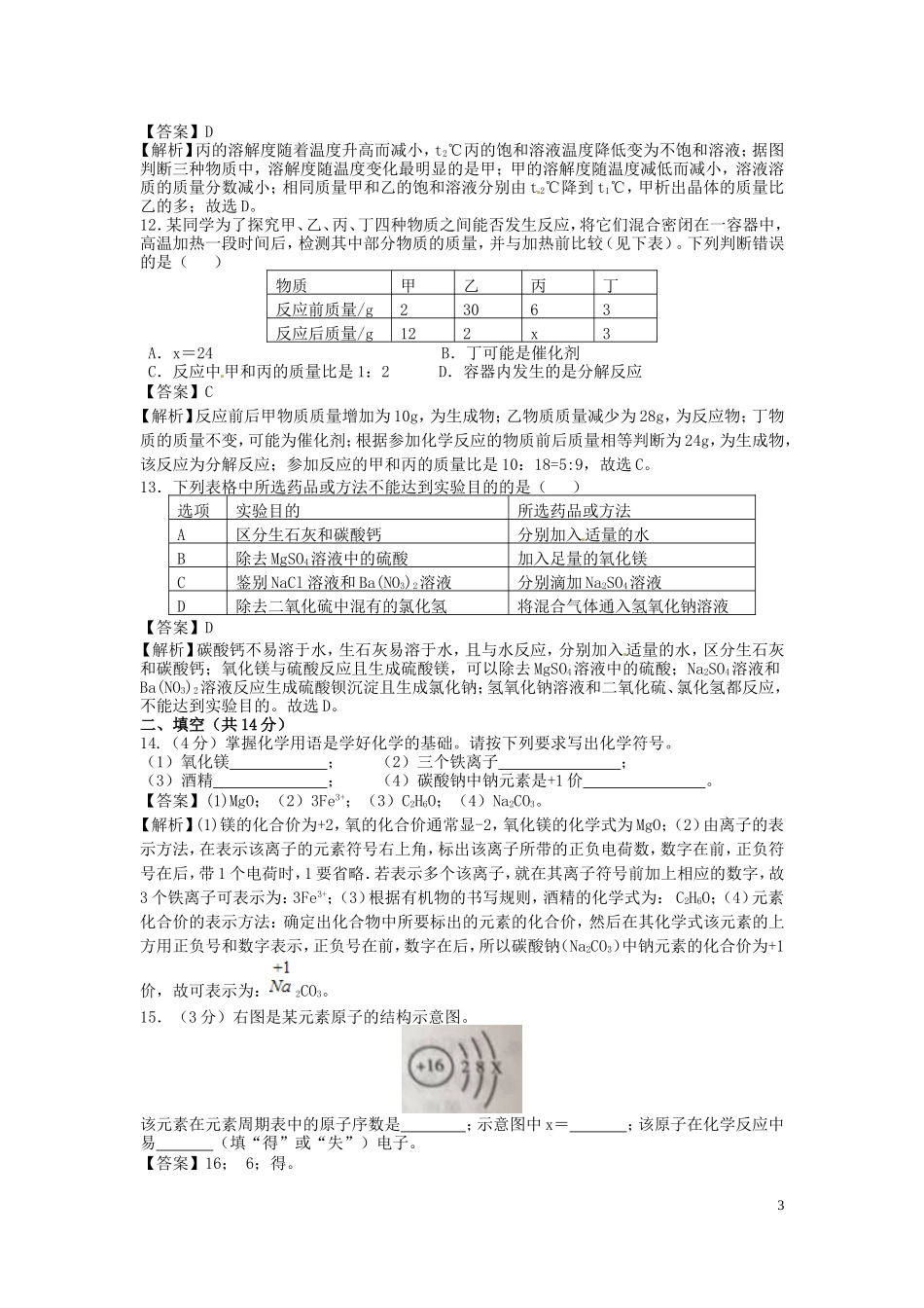 宁夏2017年中考化学真题试题（含解析）.DOC_第3页