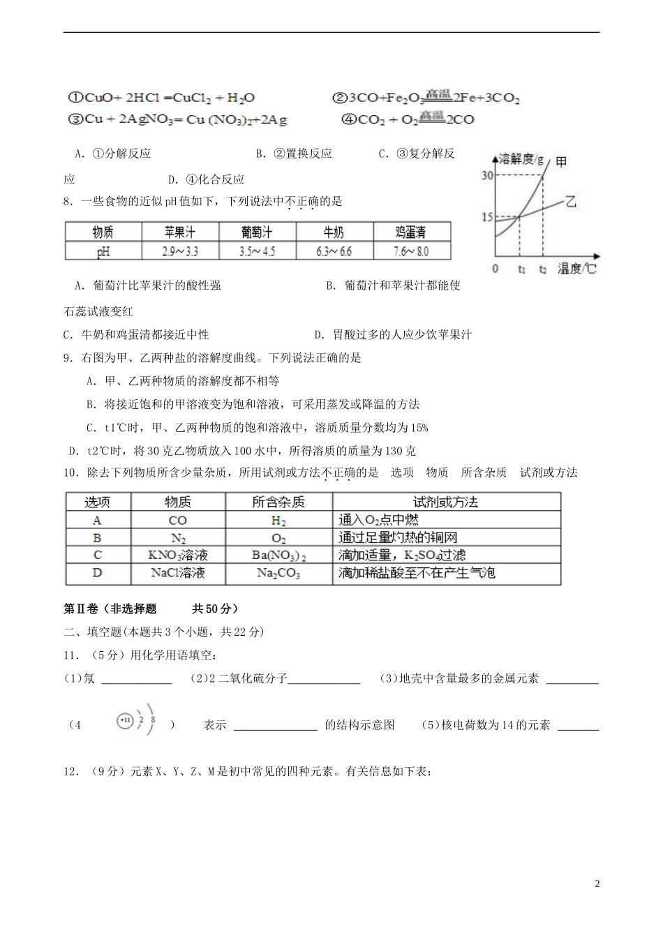 四川省宜宾市2015年中考化学真题试题（含答案）.doc_第2页