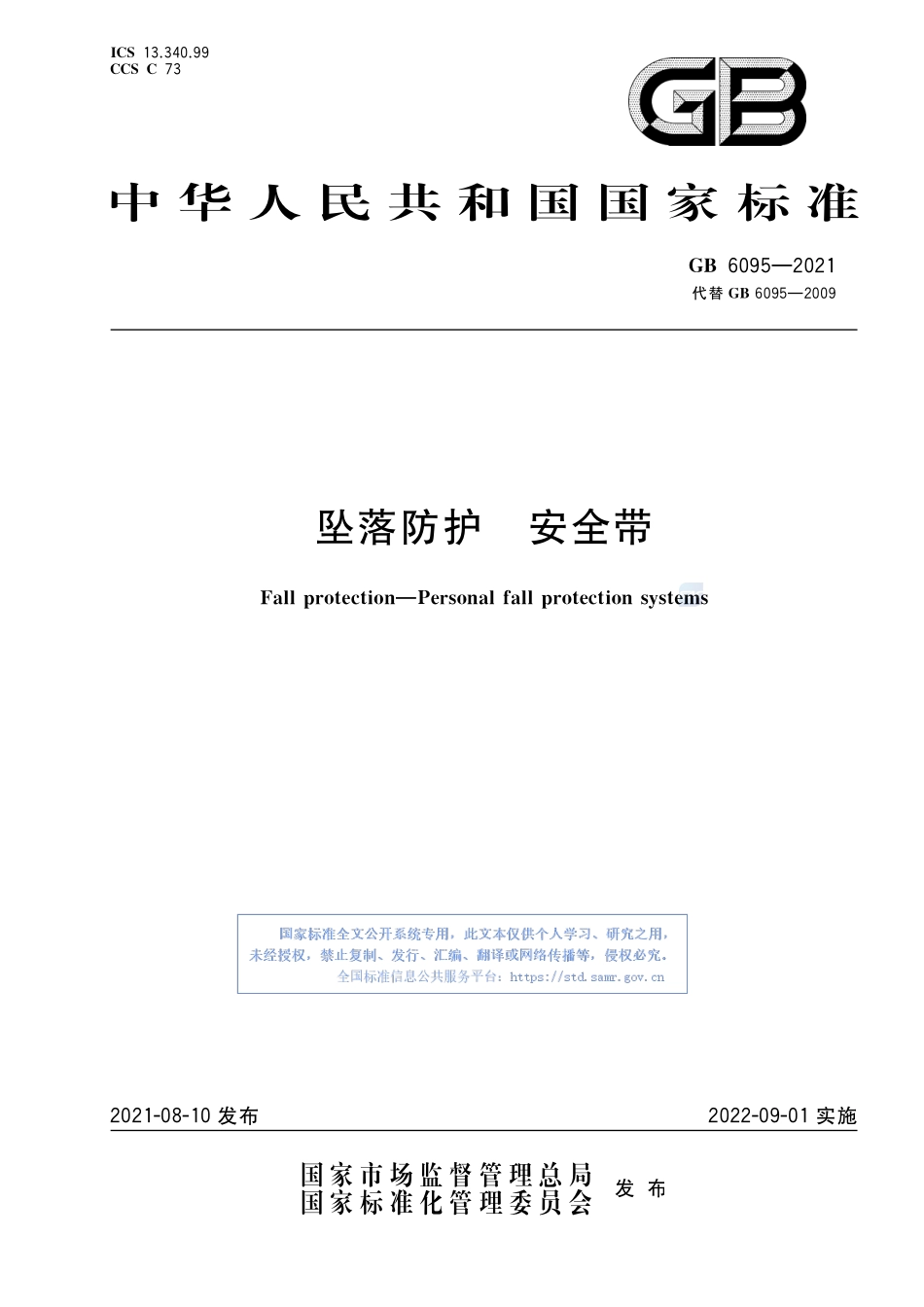GB+6095-2021坠落防护 安全带.pdf_第1页