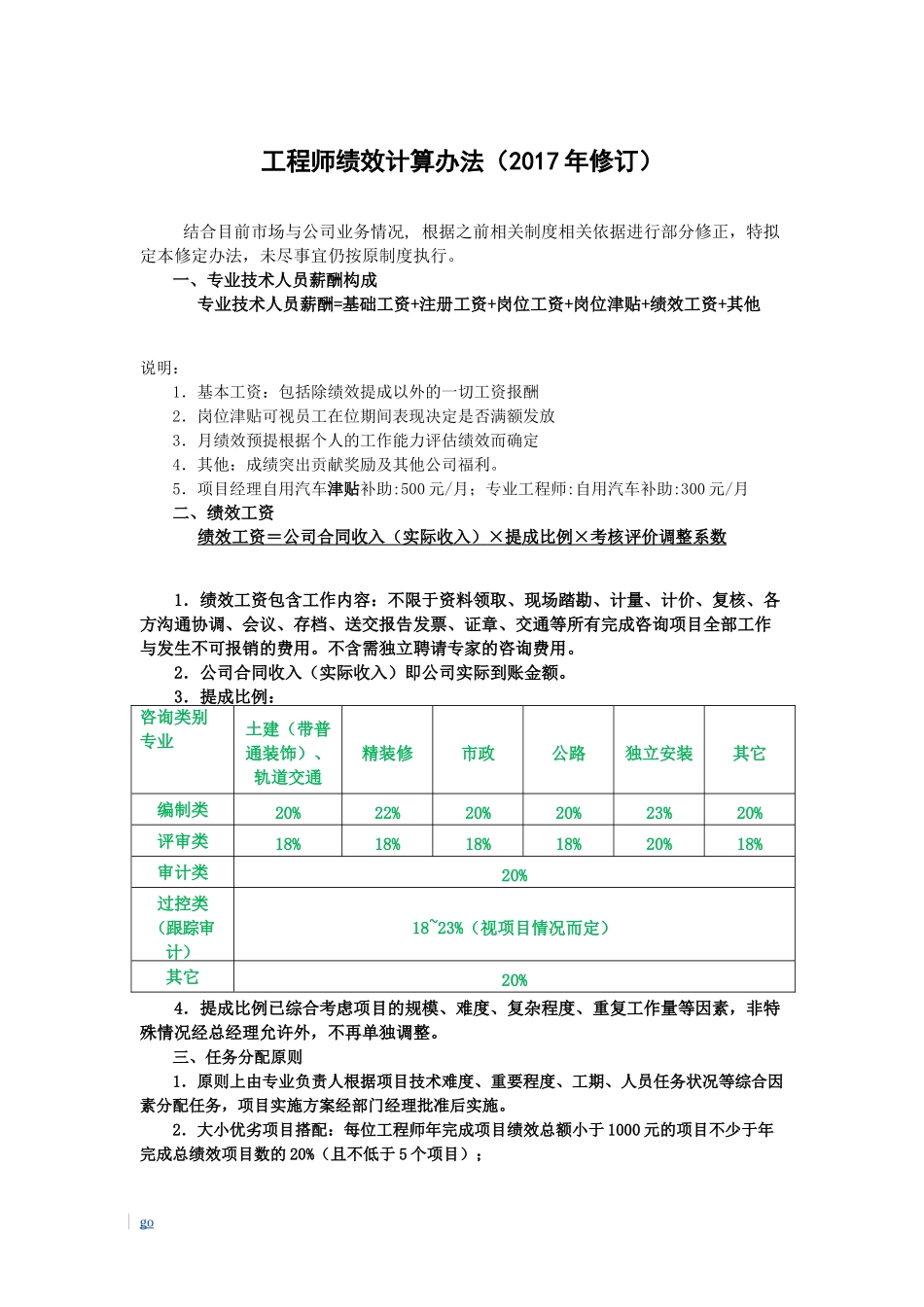 2018年造价咨询公司绩效提成方案.doc_第1页
