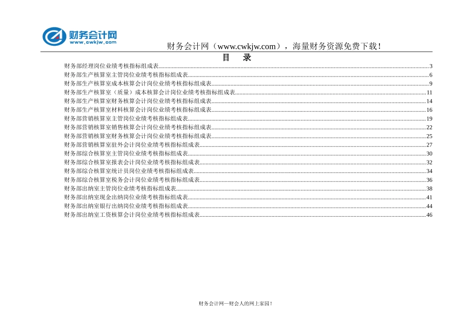 财务部各岗位绩效考核指标.doc_第1页