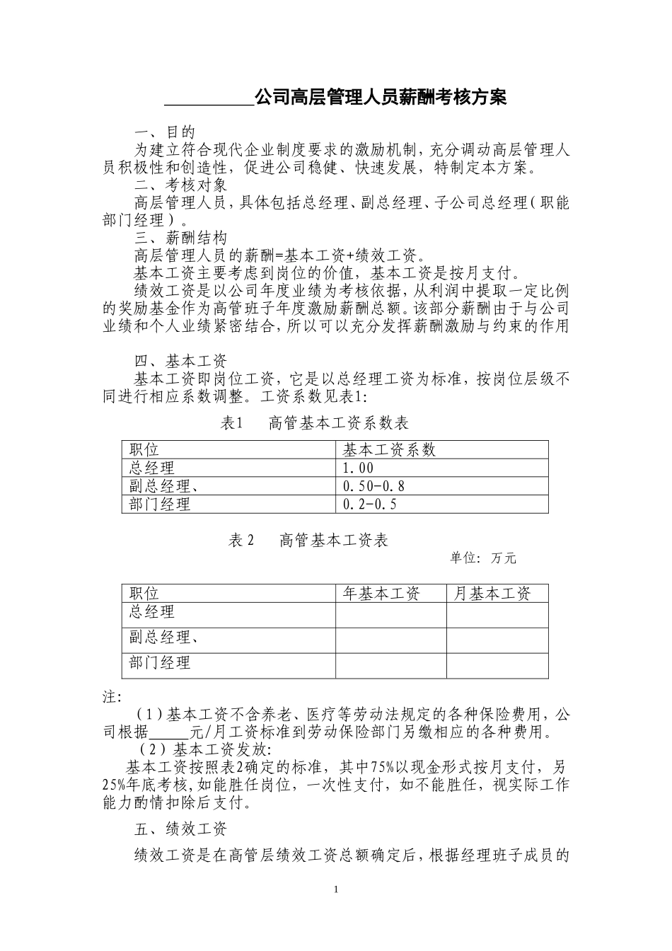 高管人员薪酬方案.doc_第1页