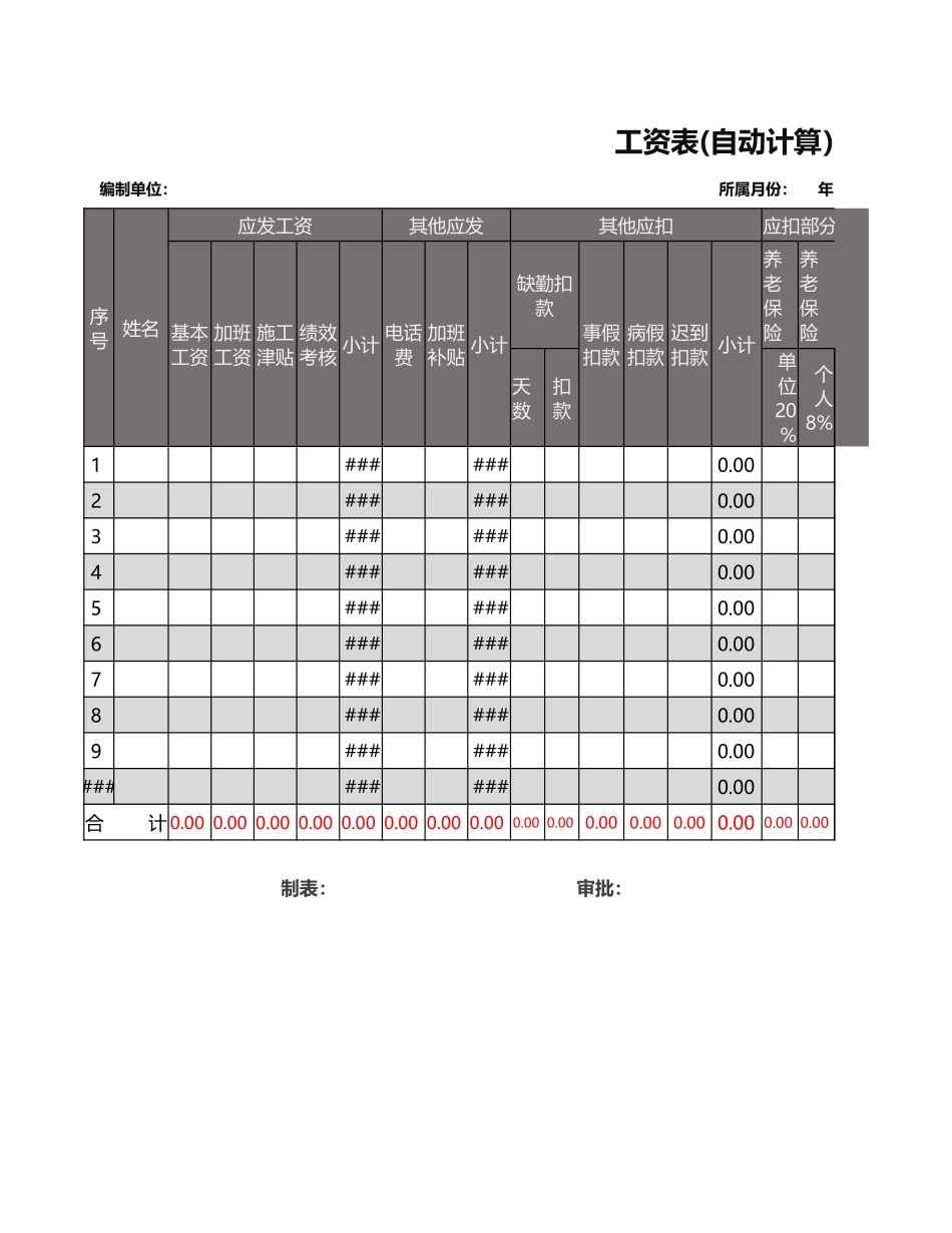 工资表( 自动计算 ).xlsx_第1页