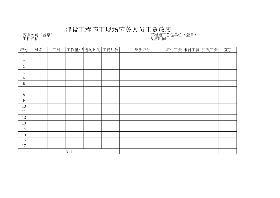 建筑工程员工工资表.xls_第1页