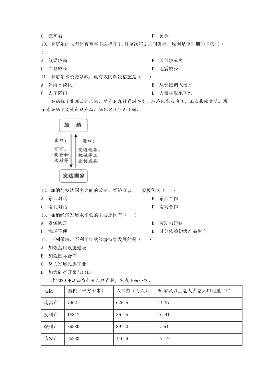 精品解析：2022年江西省中考地理真题（原卷版）.docx_第3页