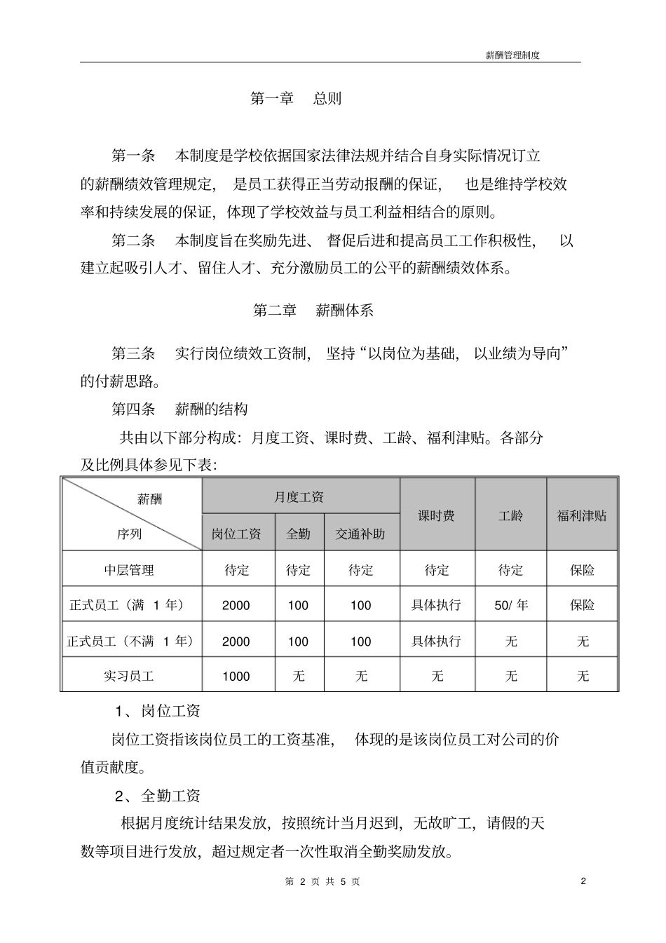 某培训机构薪酬绩效管理制度.pdf_第2页