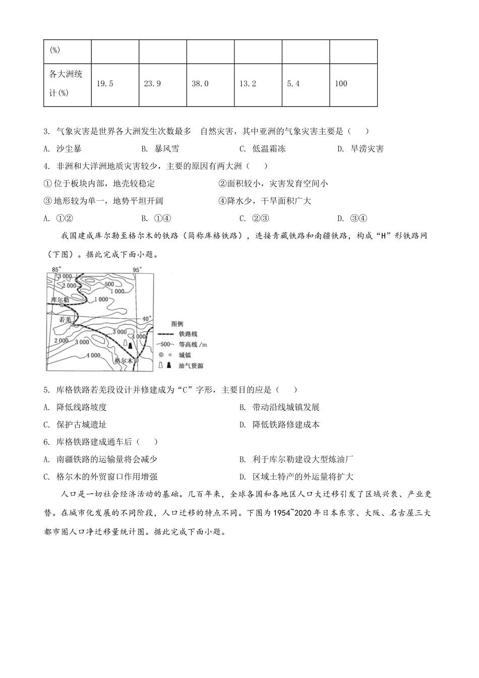 精品解析：2022年内蒙古呼和浩特市中考地理真题（原卷版）.docx_第2页