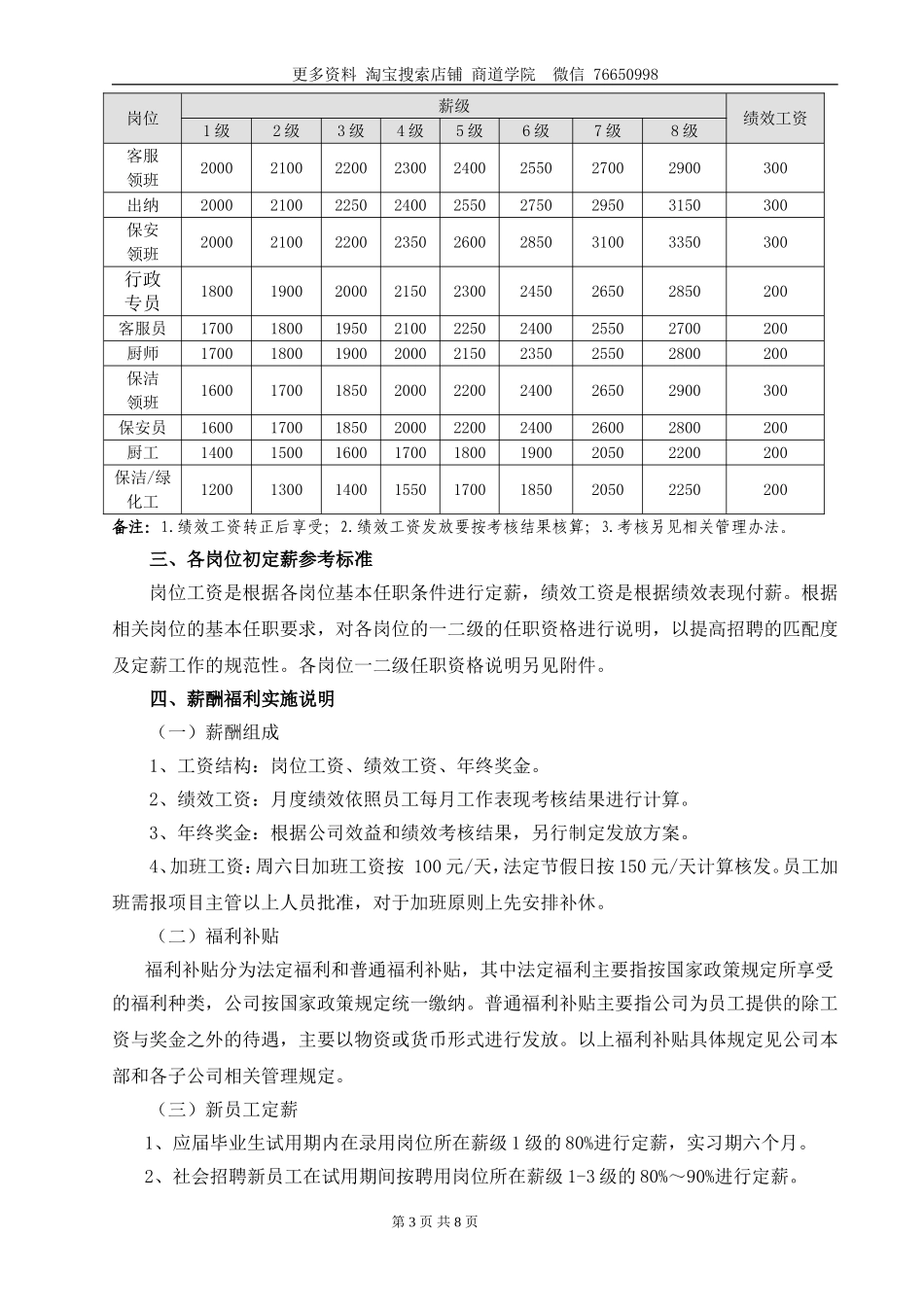 物业公司岗位配置与薪酬管理暂行办法.doc_第3页