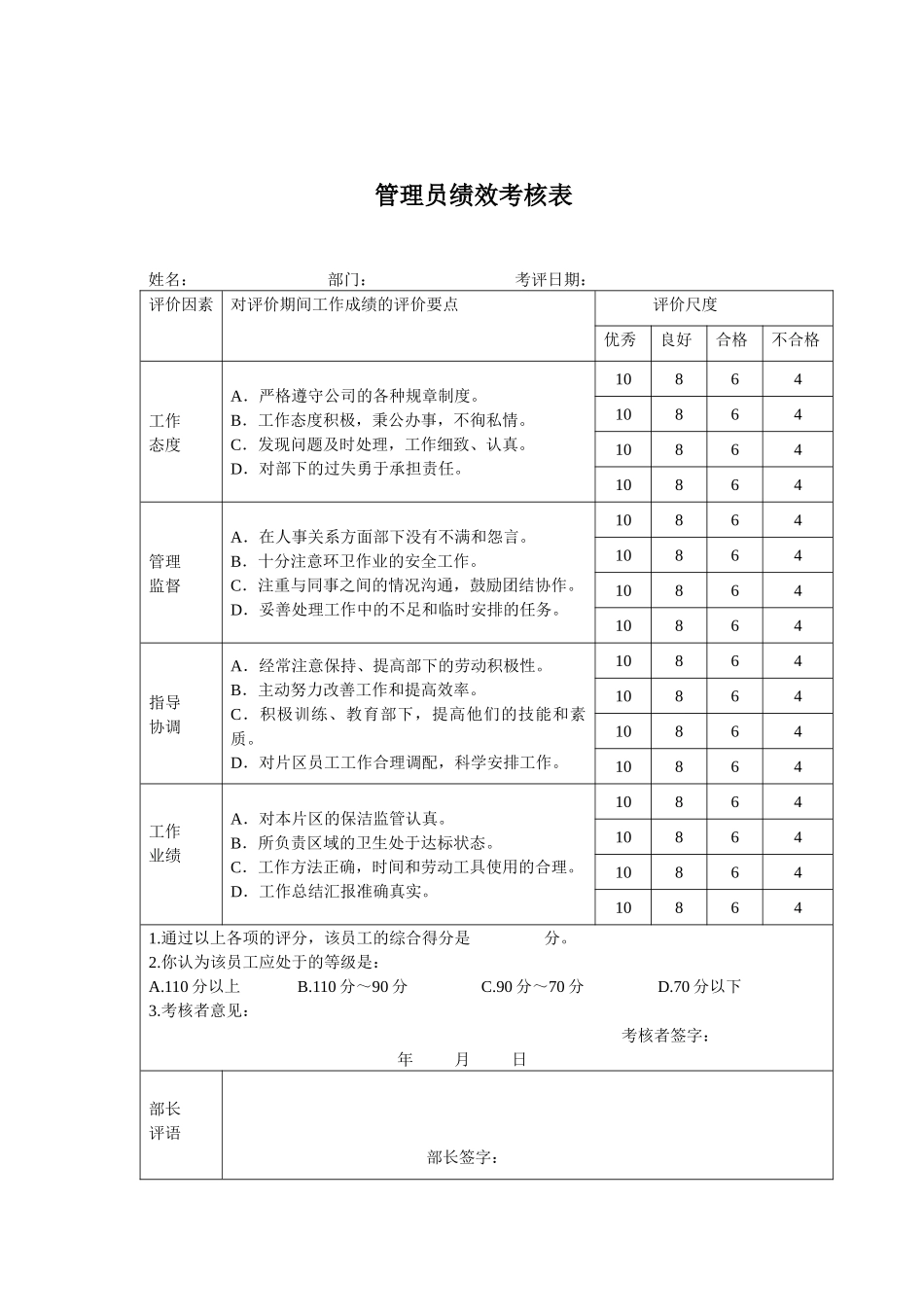 银行各岗位员工绩效考核表.docx_第3页