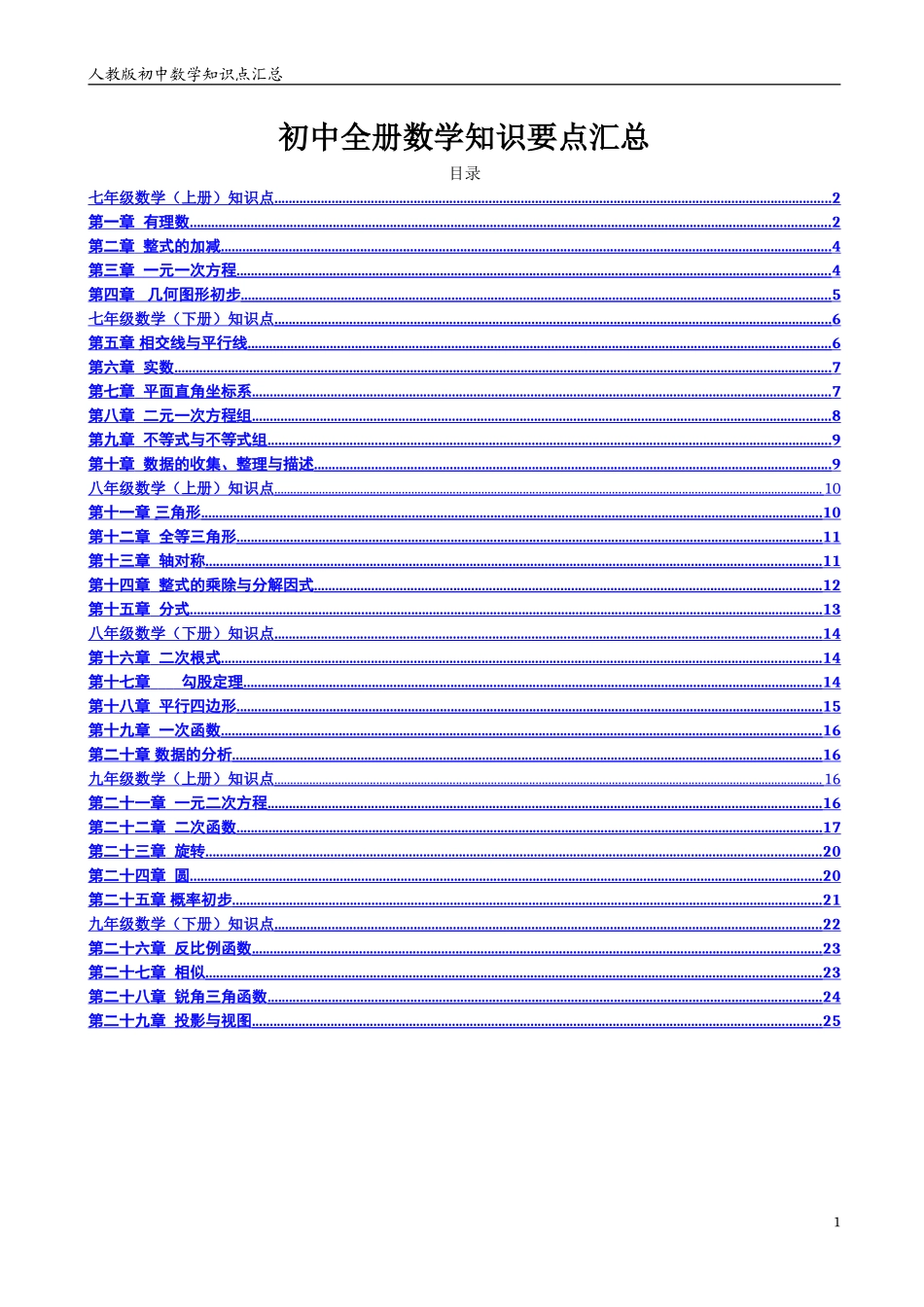 人教版 初中数学789年级知识点重点总结.doc_第1页