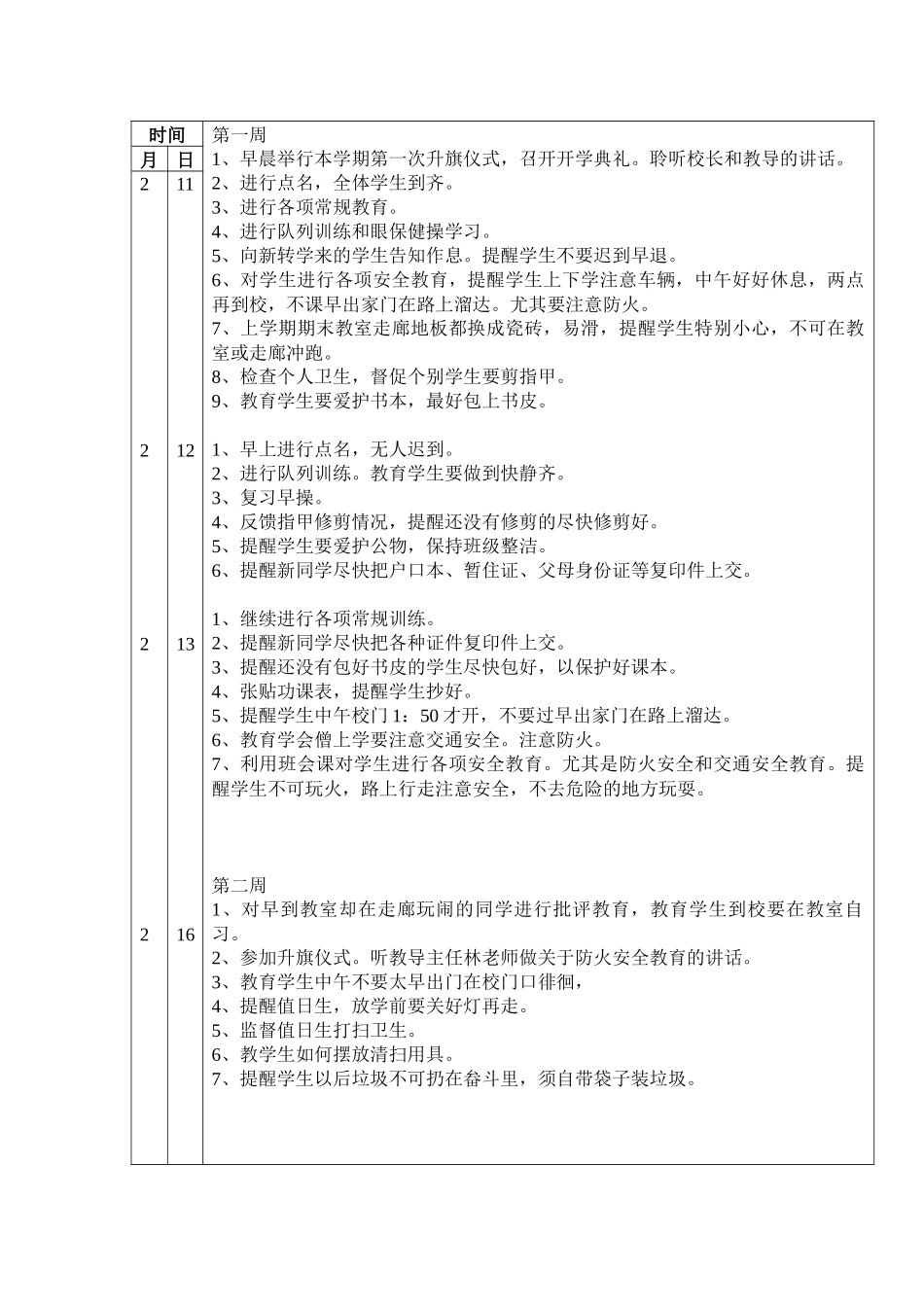 班主任 工作日志（表格）.docx_第1页