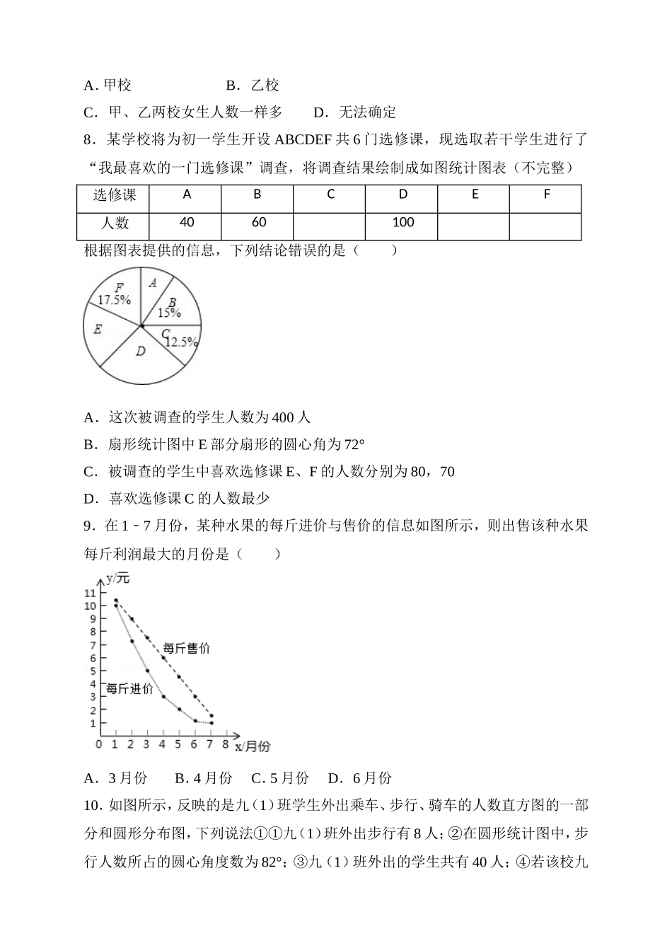 10.3课题学习 从数据谈节水同步练习（原卷版）.doc_第3页