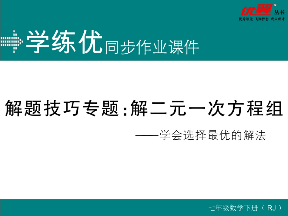 解题技巧专题：解二元一次方程组.ppt_第1页