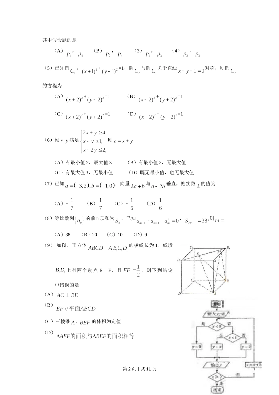 2009年高考数学试卷（文）（新课标）（海南宁夏）（解析卷）.doc_第2页