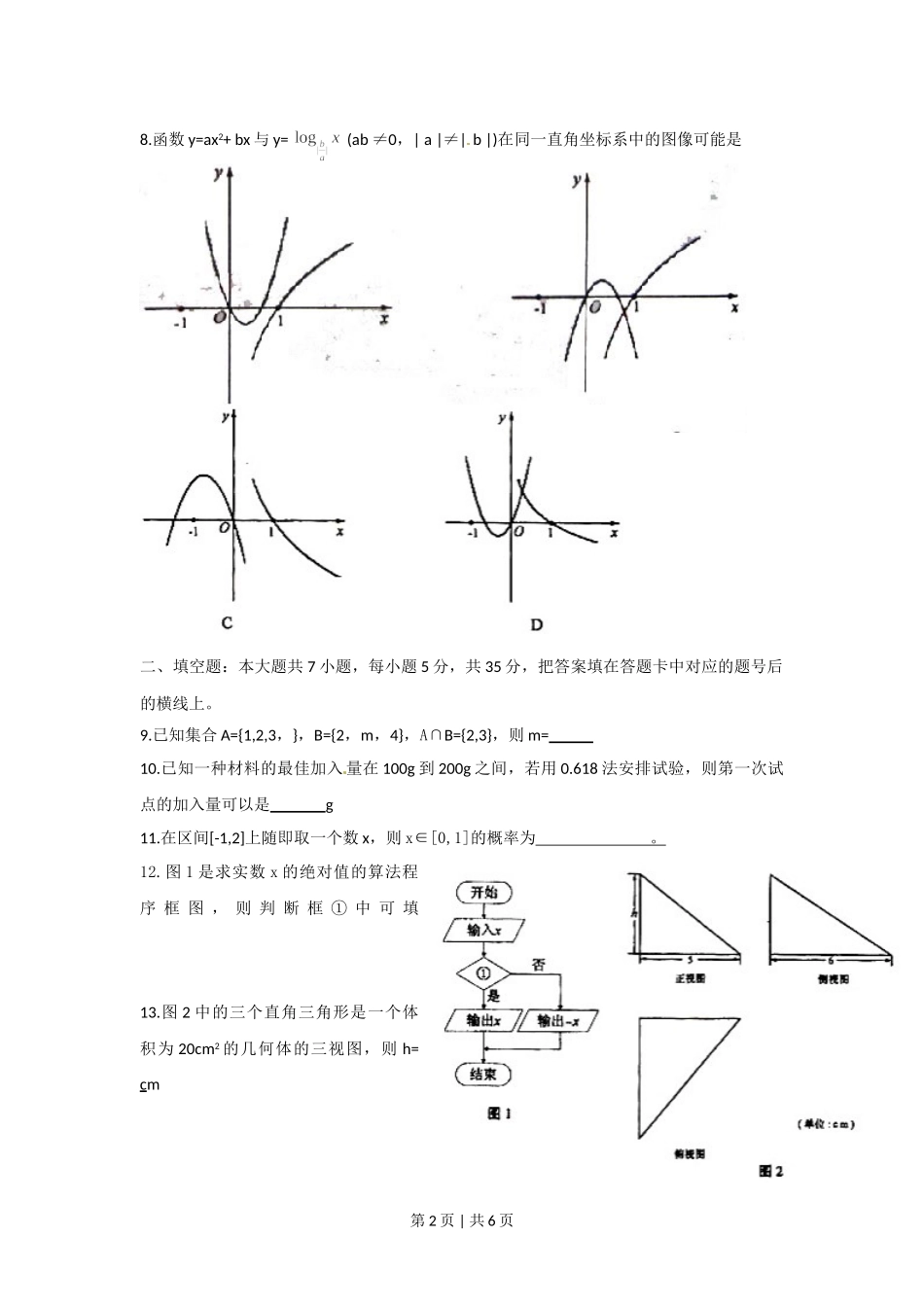 2010年高考数学试卷（文）（湖南）（空白卷）.doc_第2页