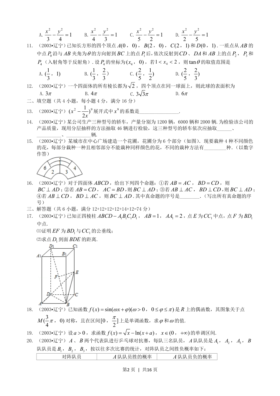 2003年辽宁高考数学真题及答案.pdf_第2页