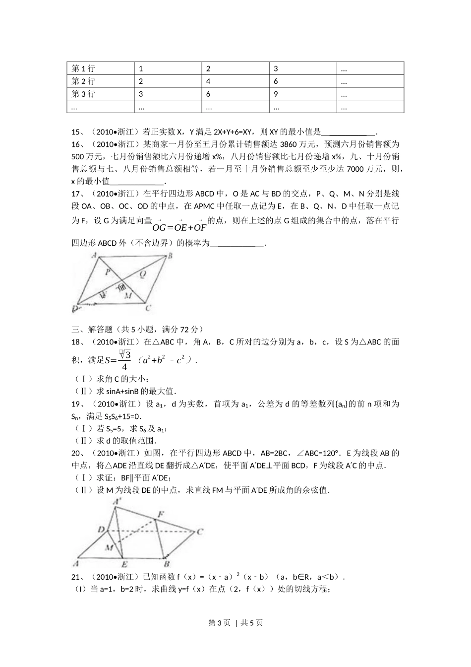 2010年高考数学试卷（文）（浙江）（空白卷）.docx_第3页