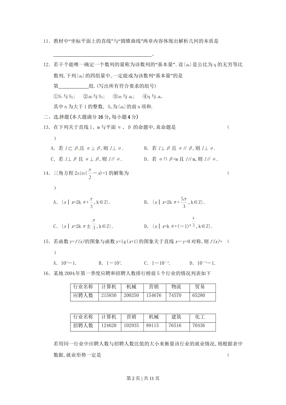 2004年上海高考数学试卷（文）（自主命题）（解析卷）.doc_第2页