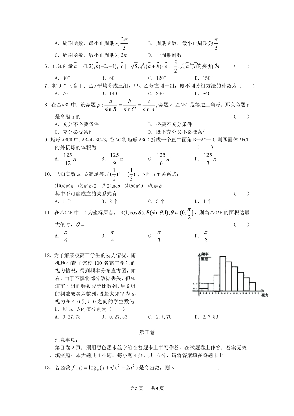 2005年江西高考文科数学真题及答案.pdf_第2页