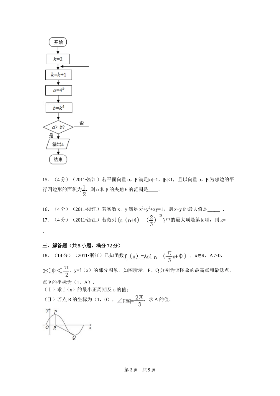 2011年高考数学试卷（文）（浙江）（空白卷）.doc_第3页