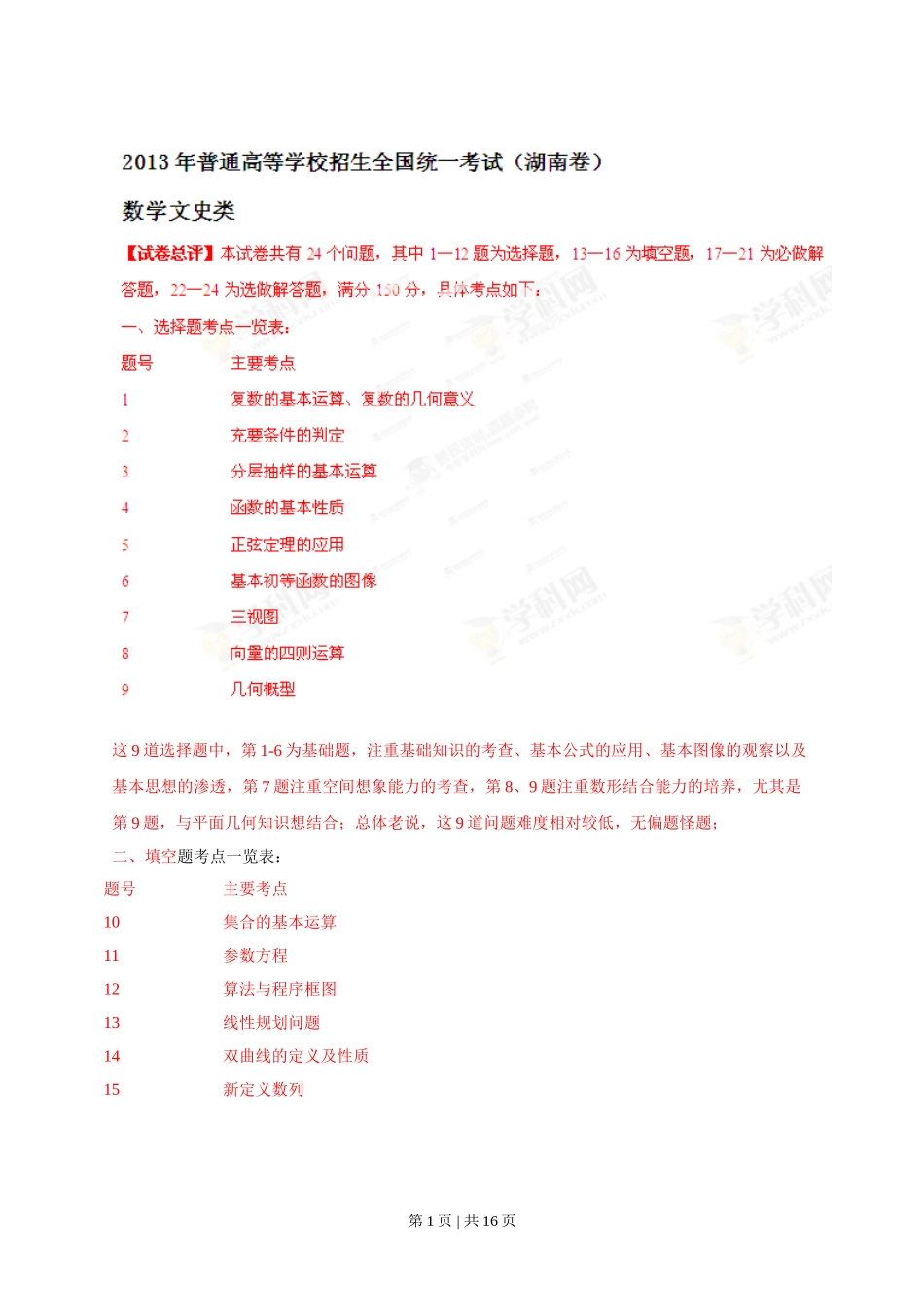 2013年高考数学试卷（文）（湖南）（解析卷）.doc_第1页