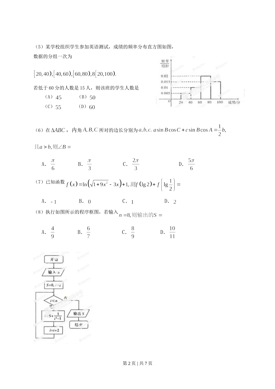 2013年高考数学试卷（文）（辽宁）（空白卷）.doc_第2页