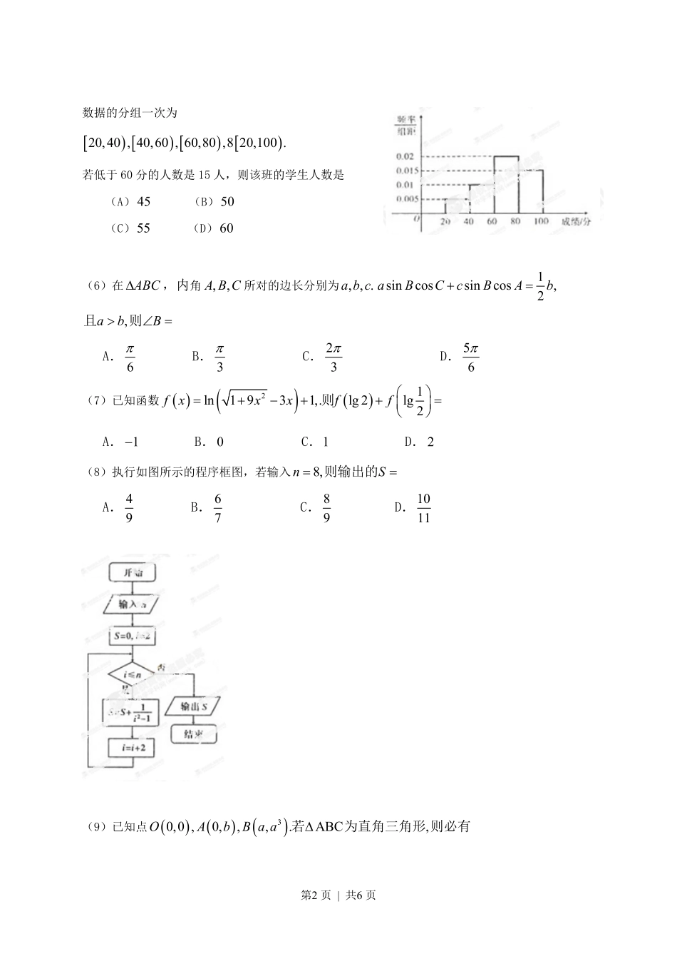 2013年高考数学试卷（文）（辽宁）（空白卷）.pdf_第2页