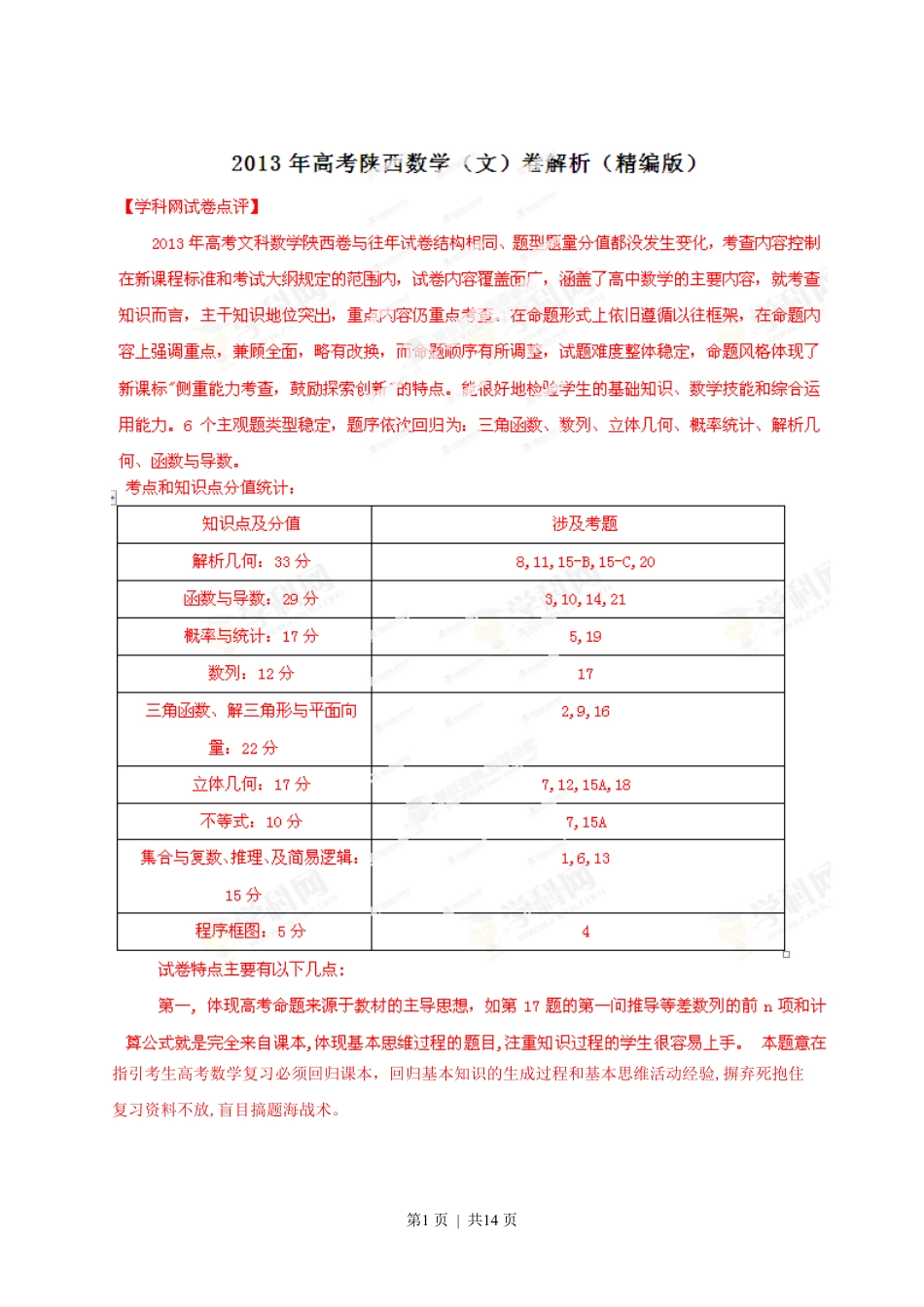 2013年高考数学试卷（文）（陕西）（解析卷）.pdf_第1页