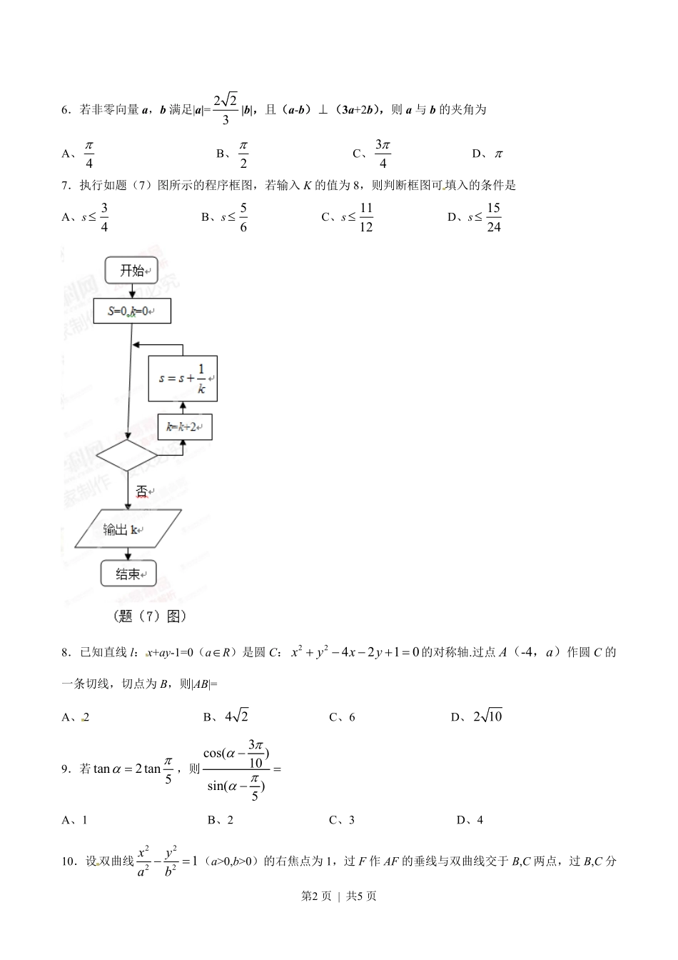 2015年高考数学试卷（理）（重庆）（空白卷）.pdf_第2页