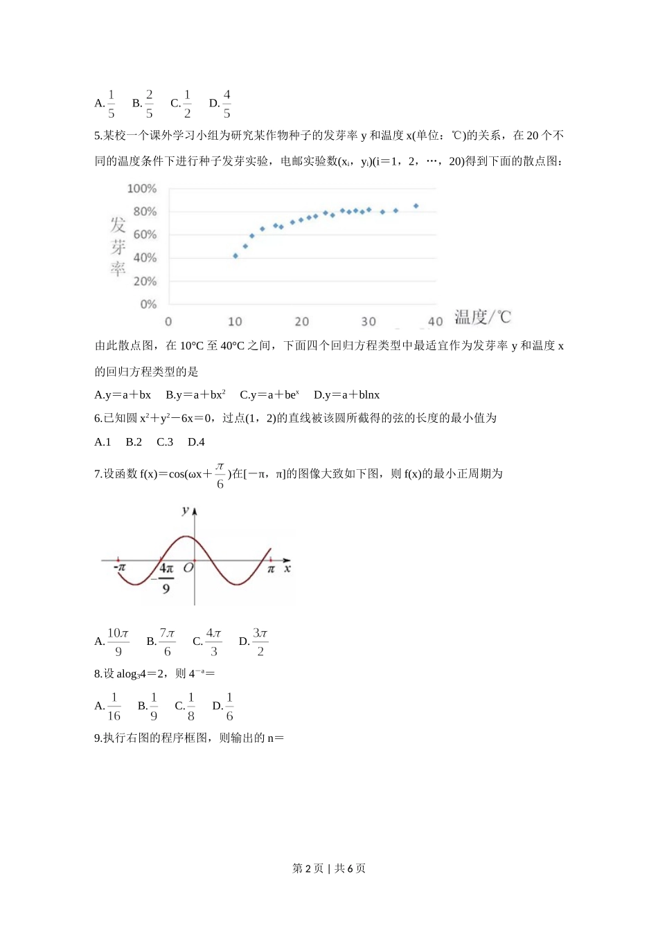 2020年高考数学试卷（文）（新课标Ⅰ）（空白卷）.doc_第2页