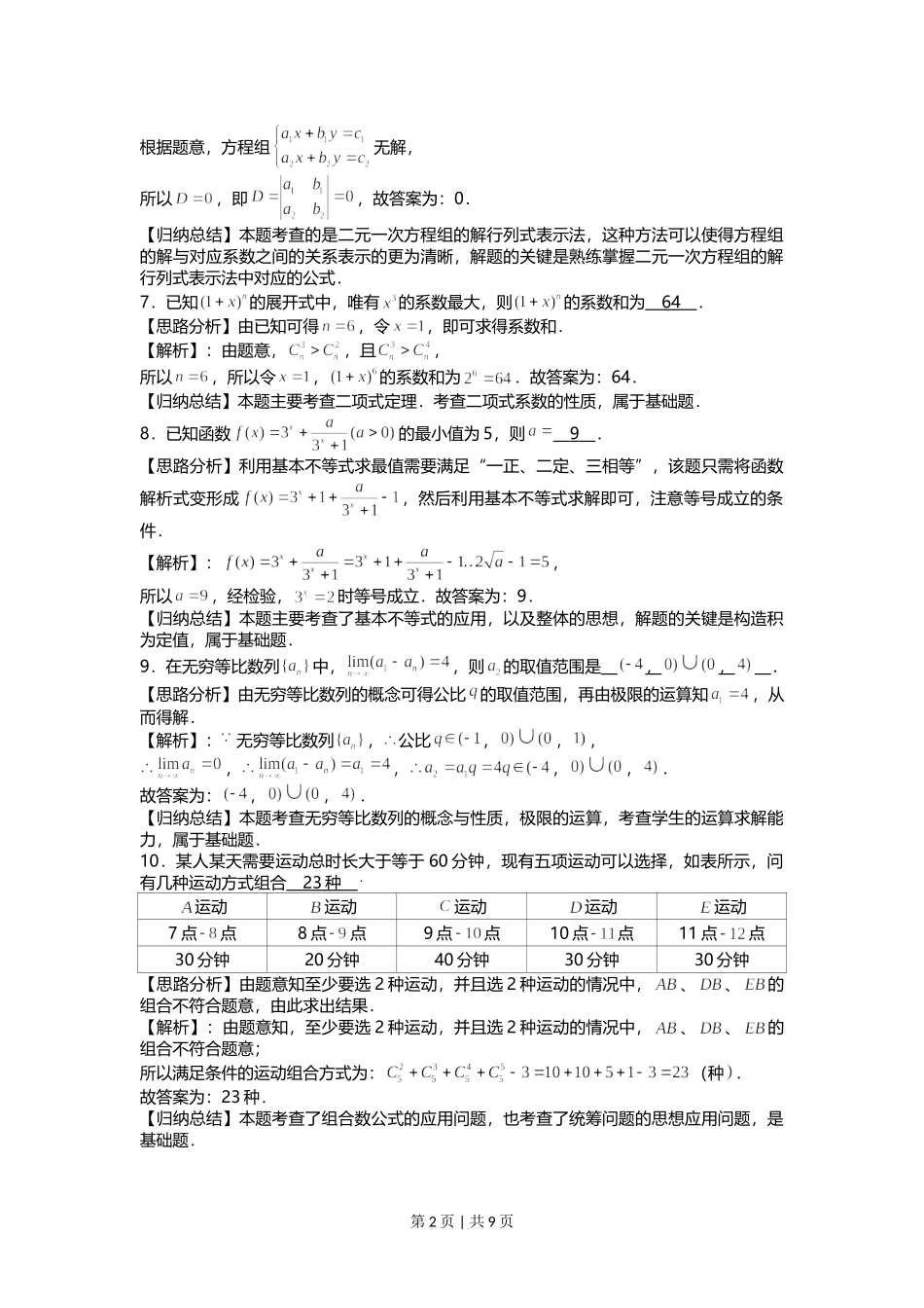 2021年高考数学试卷（上海）（春考）（解析卷）.doc_第2页