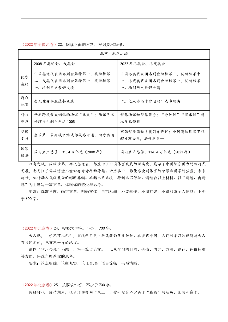 专题13 大作文-五年（2019-2023）高考语文真题分项汇编（全国通用） （原卷版）.docx_第3页