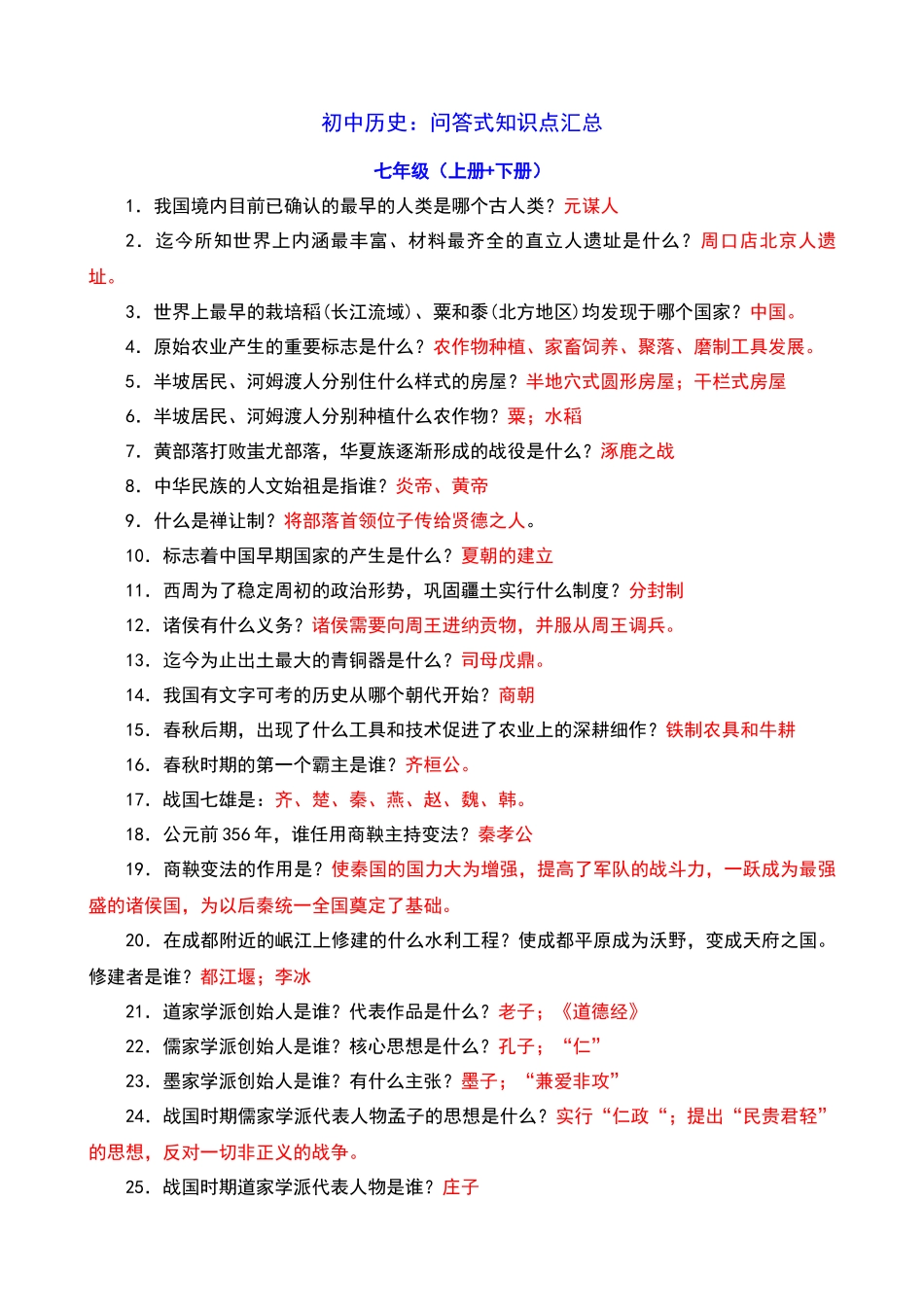 【初中历史】问答式知识点汇总.docx_第1页