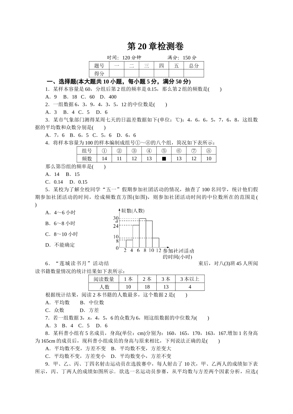 【沪科】八下数学第20章测试题.docx_第1页