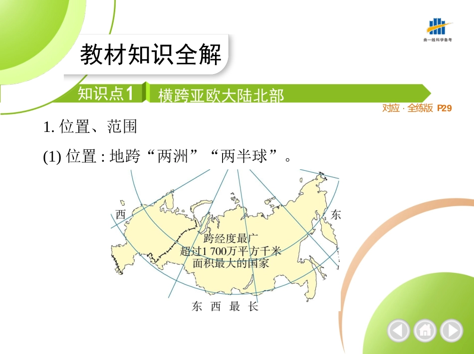 【七年级下册地理人教版】53同步资料 第七章　我们邻近的地区和国家 全解版：第四节　俄罗斯.pptx_第2页