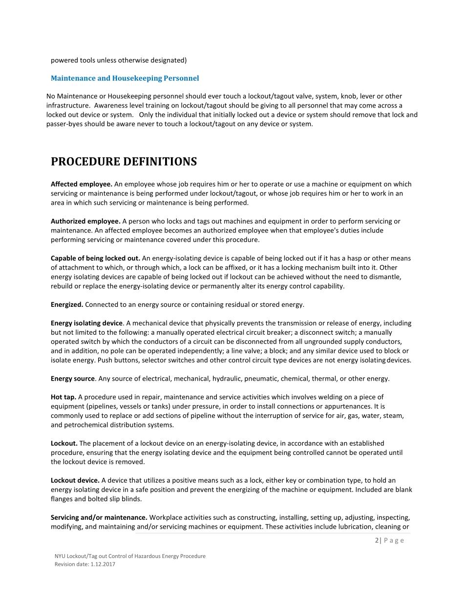 NYU_Lockout_Tag_out_Control_of_Hazardous_Energy_Procedure.pdf_第2页