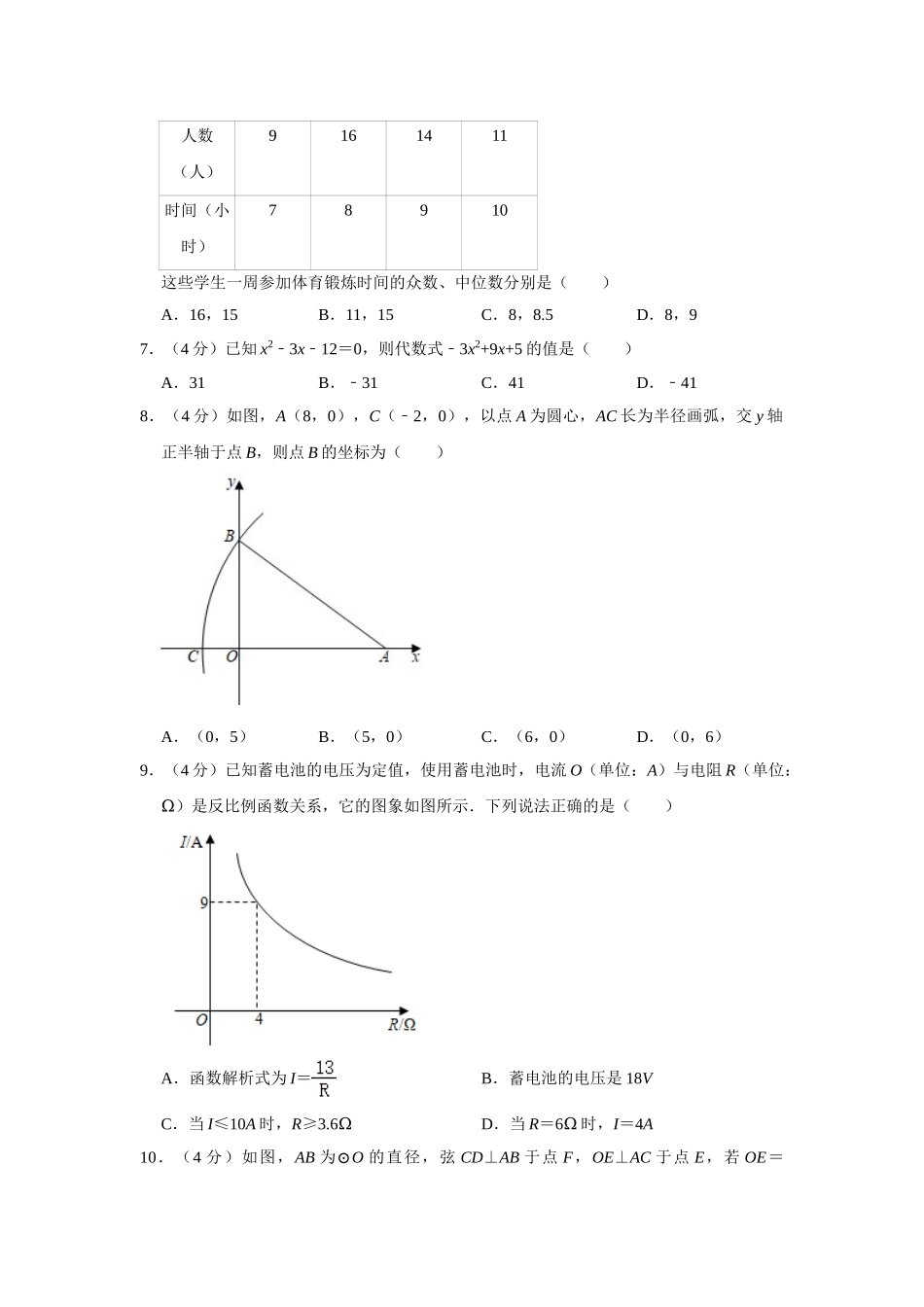 2021年四川省自贡市中考数学 真题 解析版.doc_第2页