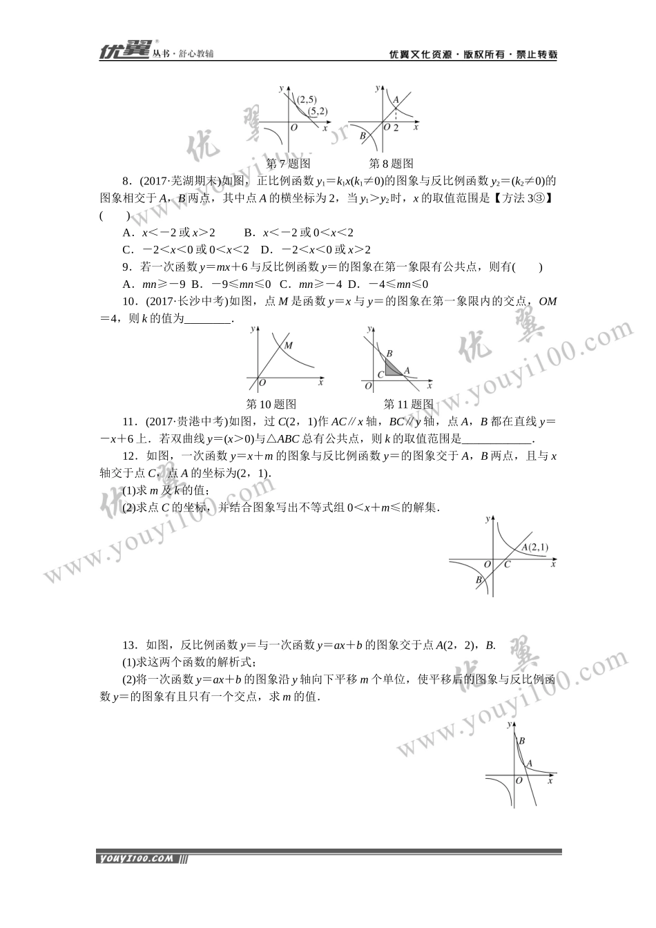 安徽高频考点专题：反比例函数与一次函数的综合.docx_第2页