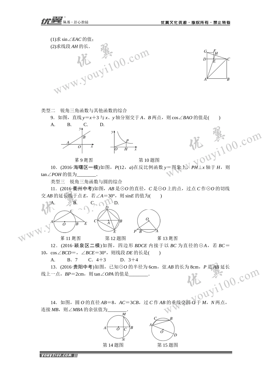 考点综合专题：锐角三角函数与其他知识的综合.docx_第2页