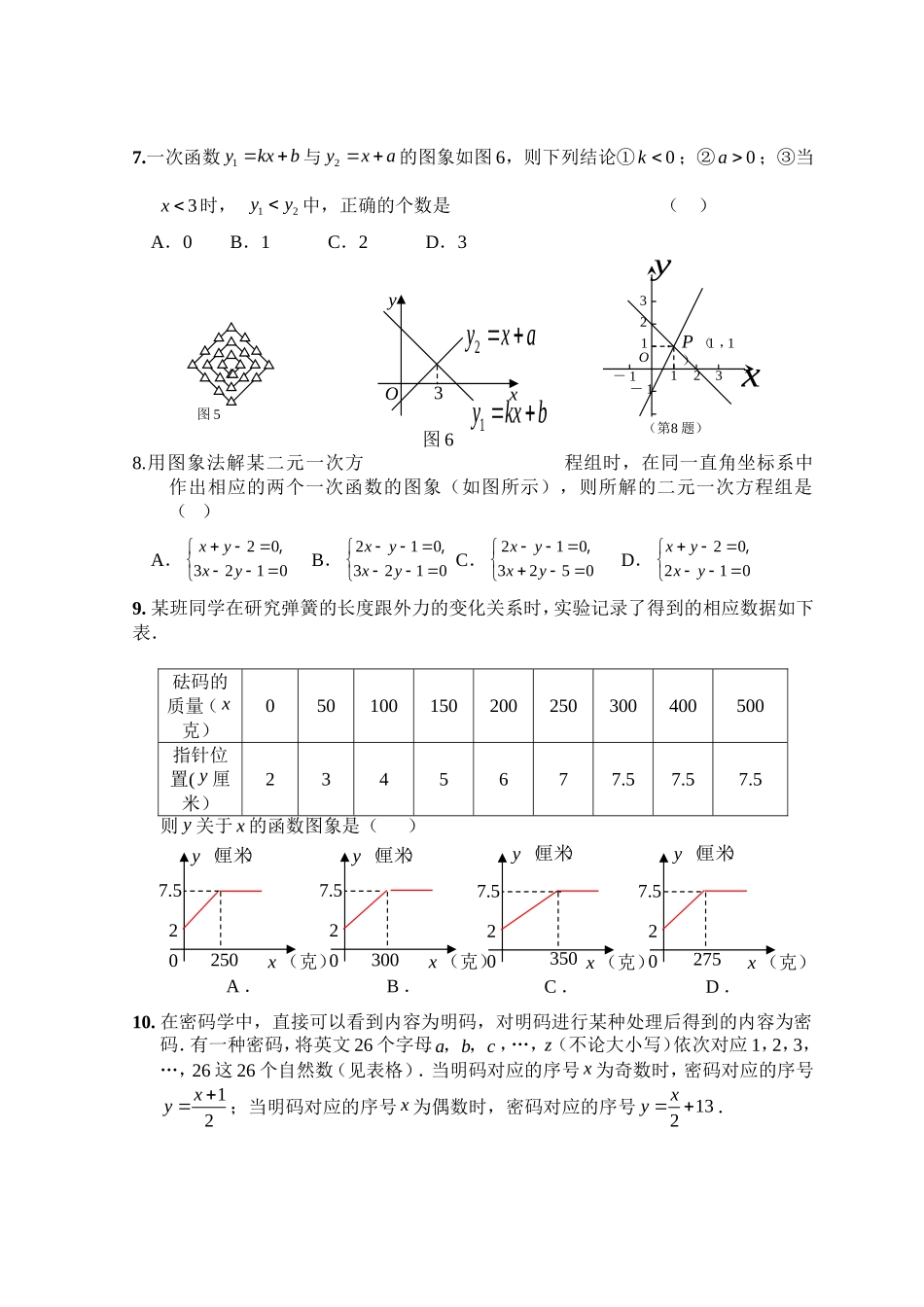 新人教版八年级下册第19章 一次函数 单元测试试卷（B卷）.doc_第2页