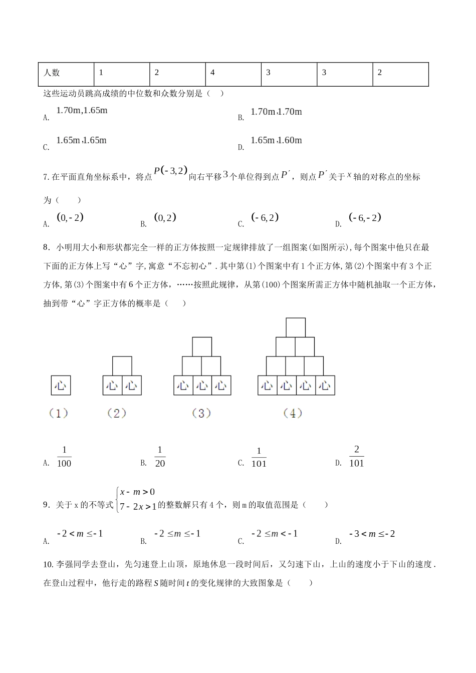 专题16（湖南省长沙市专用）（原卷版）-2021年31个地区中考数学精品模拟试卷.docx_第2页