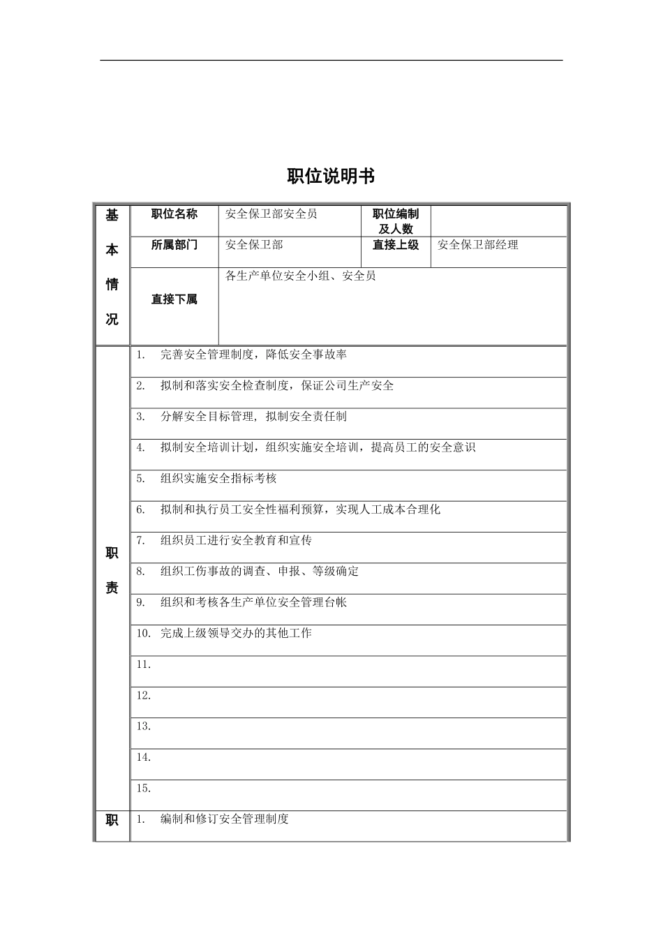 江动股份-安全员职务说明书.pdf_第1页