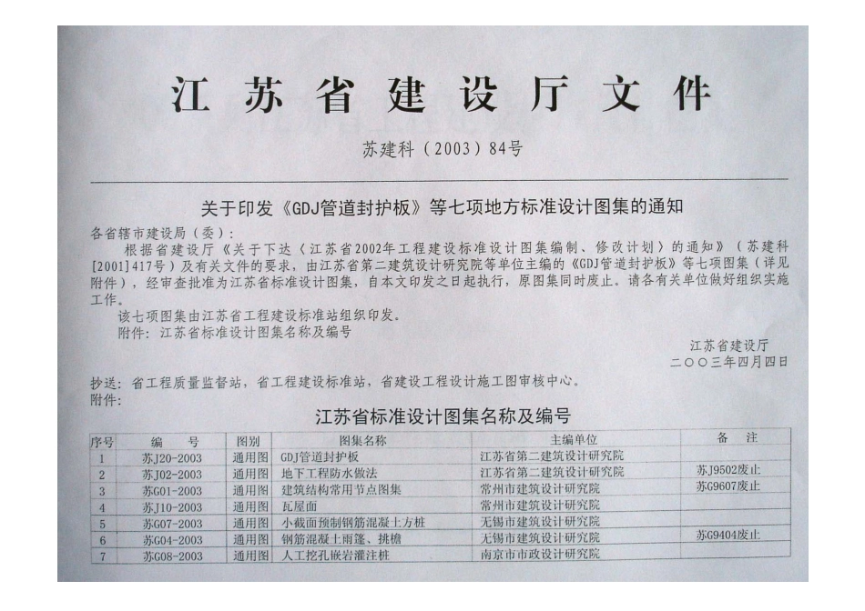 7、05系列-----苏G07-2003    小截面预制钢筋砼方桩.pdf_第2页