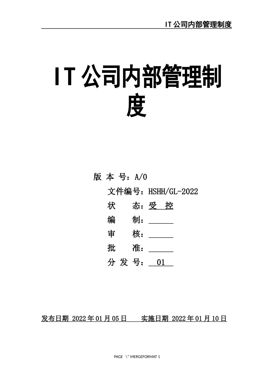 公司内部管理制度-IT公司.docx_第1页