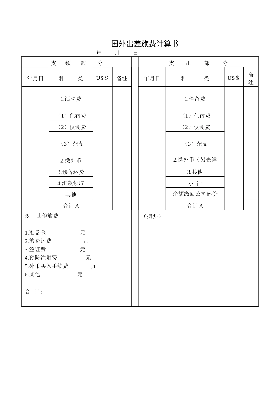 第六节 国外出差旅费计算书.DOC_第1页