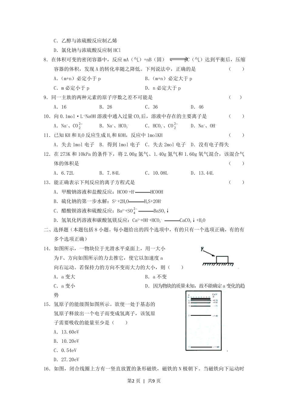 2005年重庆高考理科综合真题及答案.pdf_第2页