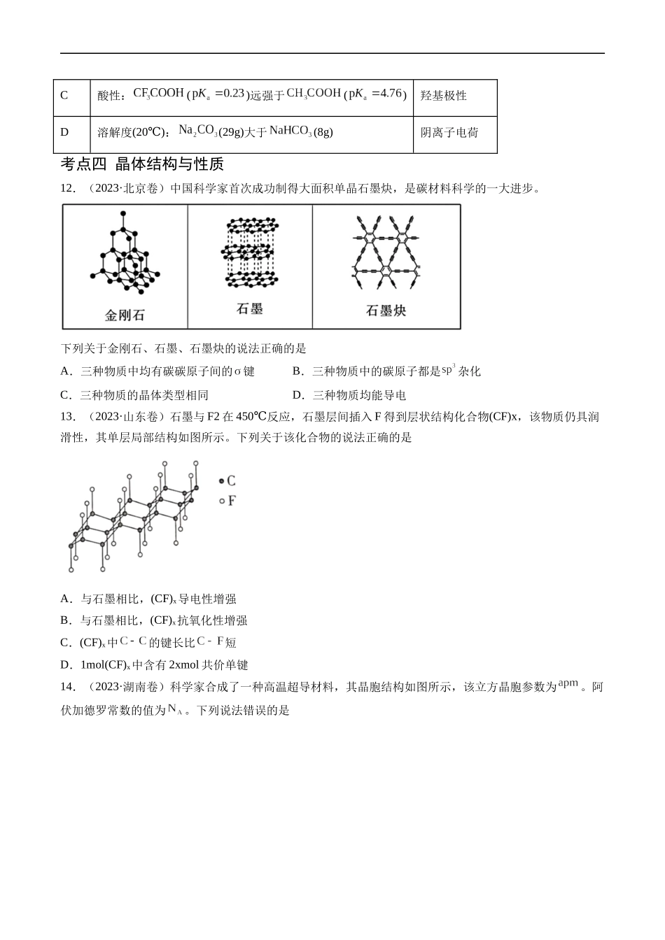 专题06 物质结构与性质 元素推断-五年（2019-2023）高考化学真题分项汇编（全国通用）（原卷版）.docx_第3页