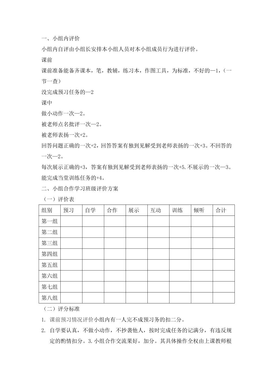 小组合作学习班级评价方案.pdf_第1页