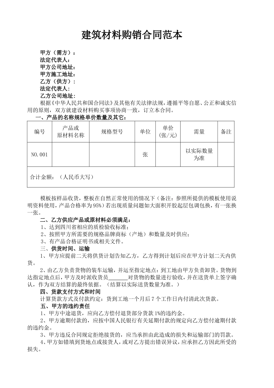 建筑材料购销合同范本.doc_第1页